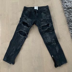 New without tags one teaspoon distressed black skinny jeans with zips size 25